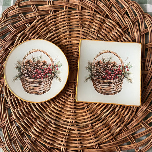 Plato de pan cesta navideña