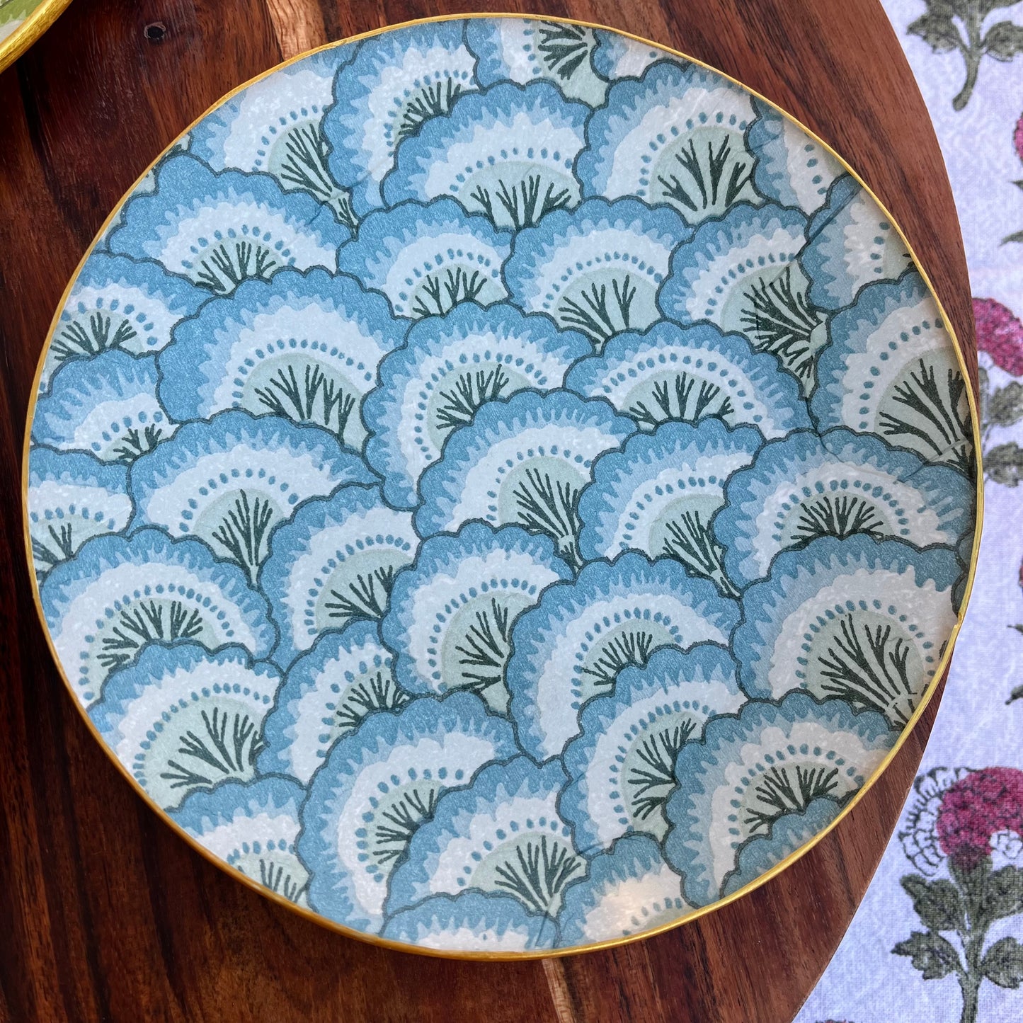 Plato/Bandeja block print scallops azul