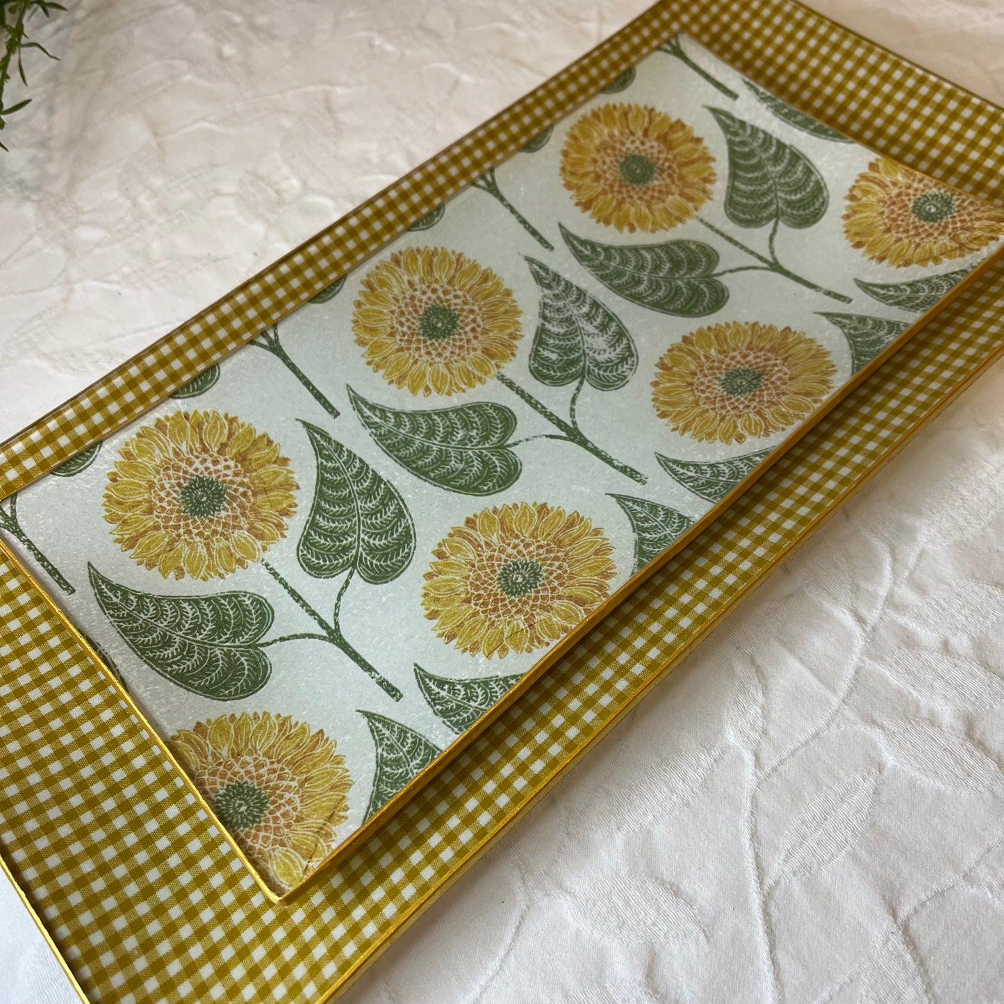 Bandeja rectangular Vichy ocre