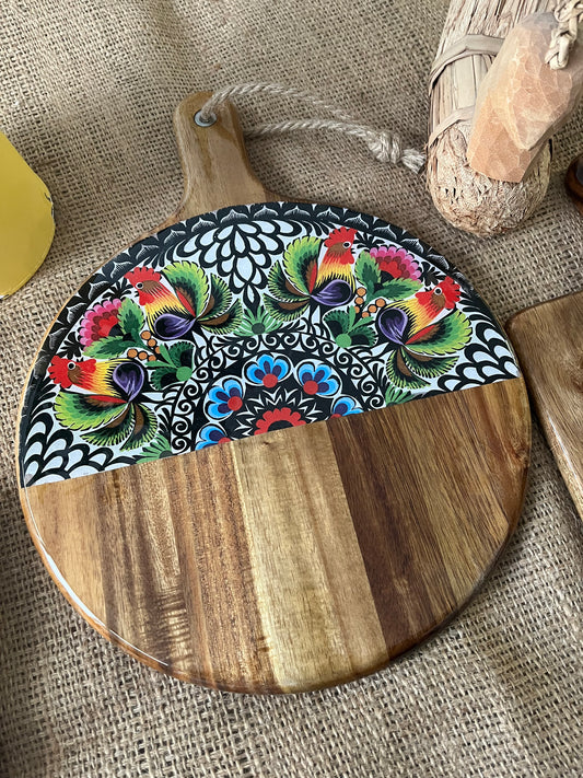 Tabla de cocina redonda Folk Rooster