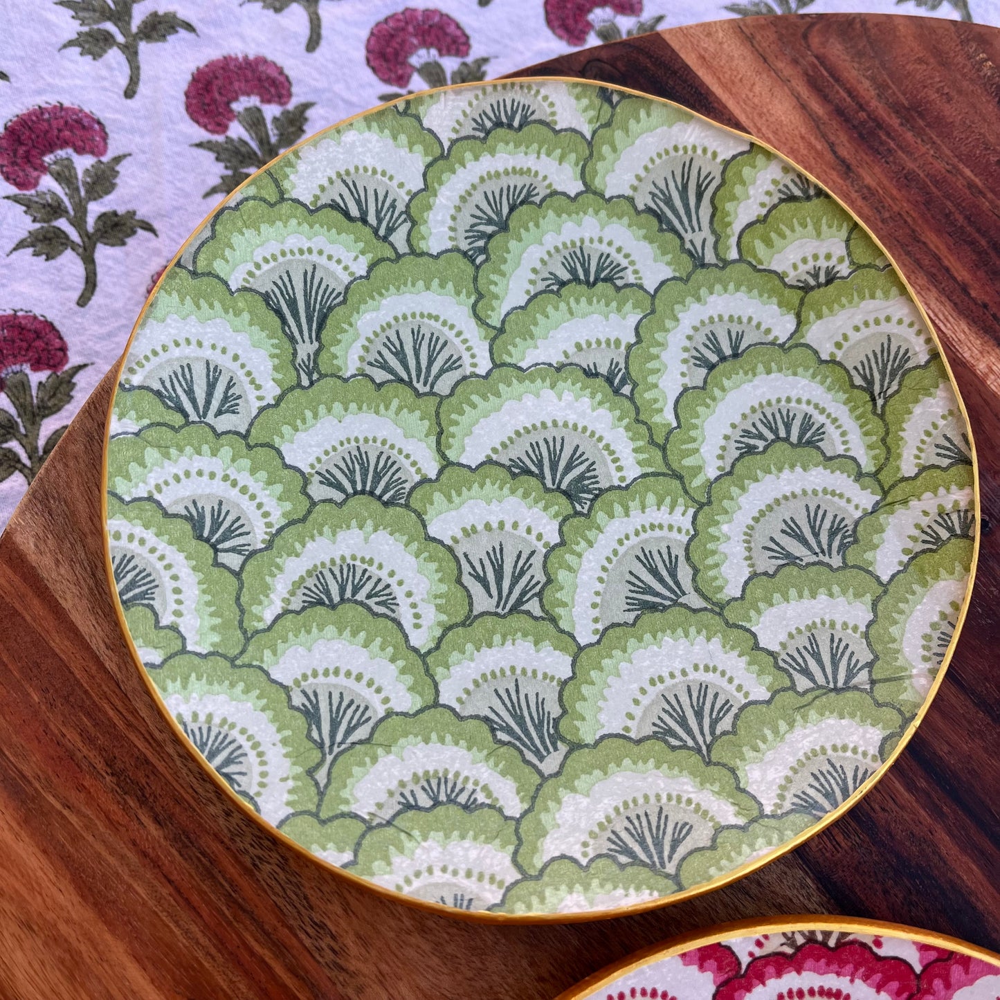 Plato/Bandeja block print scallops verde
