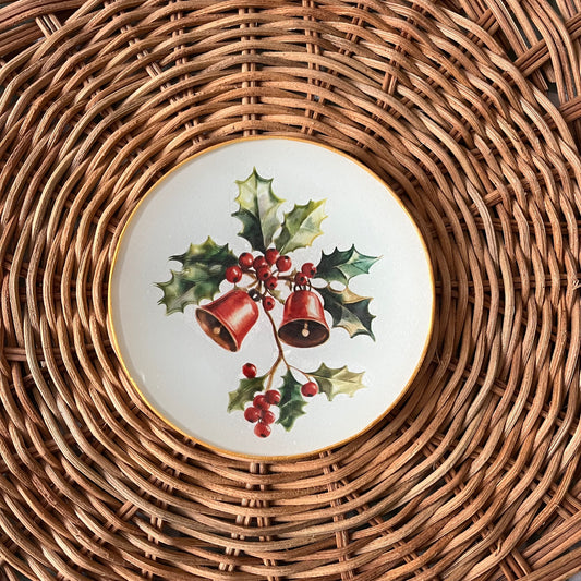 Plato de pan ramo acebo y campanas