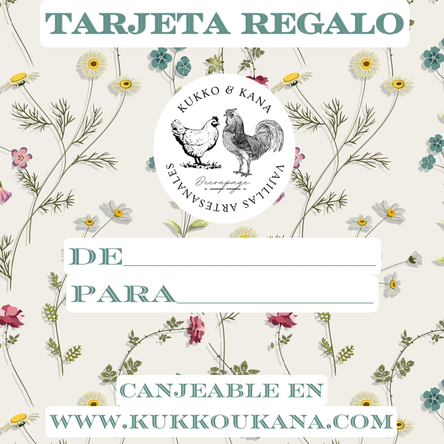 TARJETA REGALO KUKKO&KANA