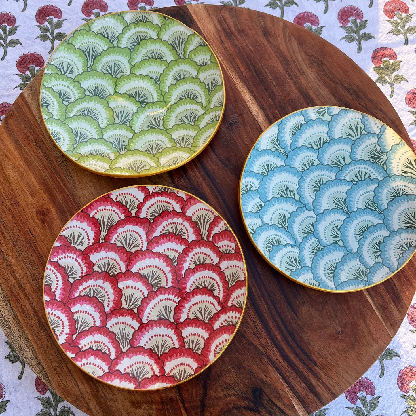 Plato/Bandeja block print scallops verde