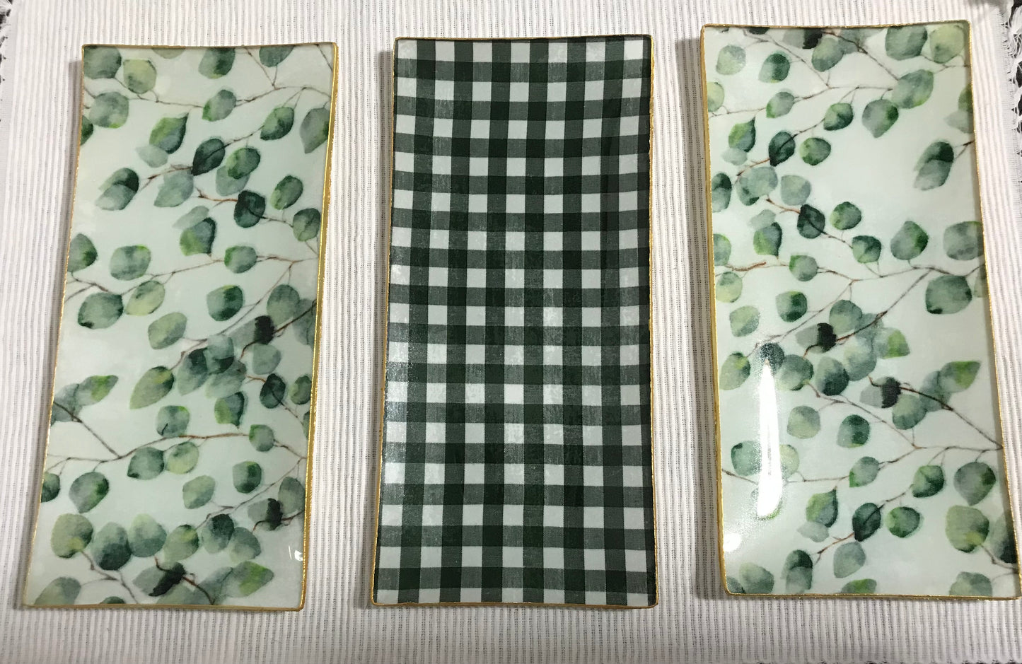 Bandeja rectangular vichy verde Oxford