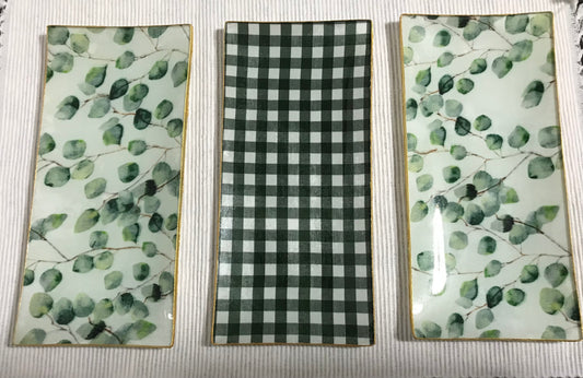 Bandeja rectangular vichy verde Oxford