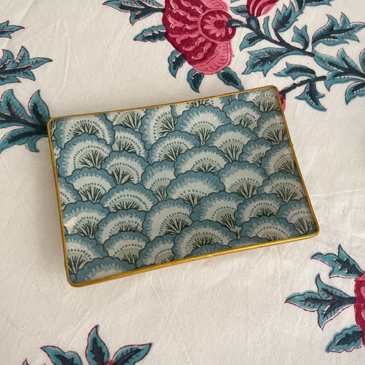 Plato/Bandeja block print scallops azul