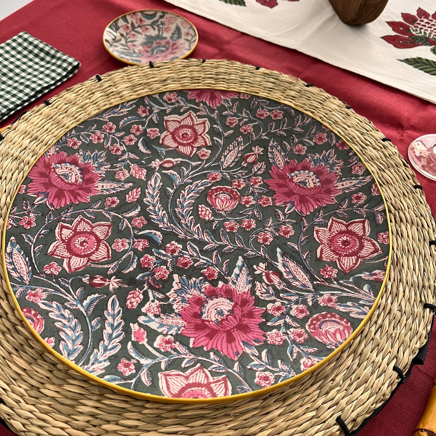 Plato redondo block print