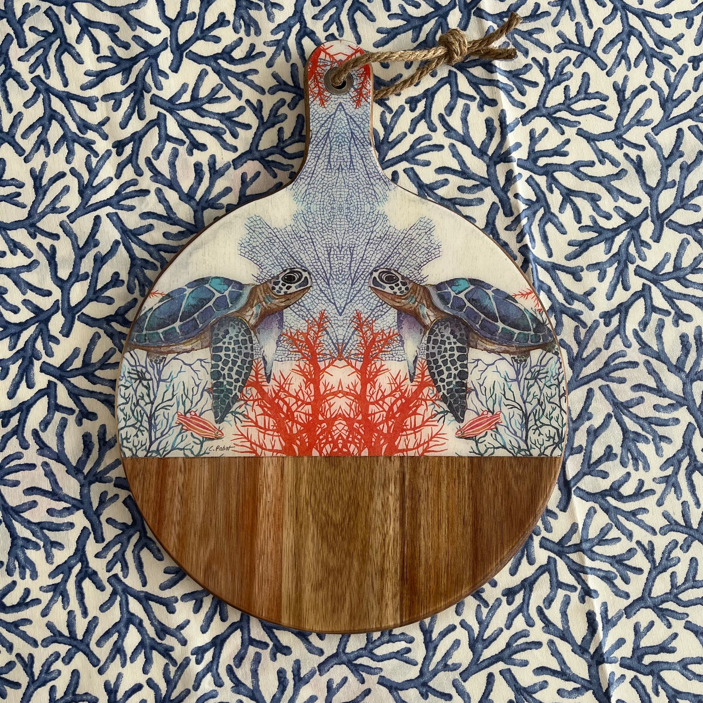 Tabla de cocina redonda tortuga