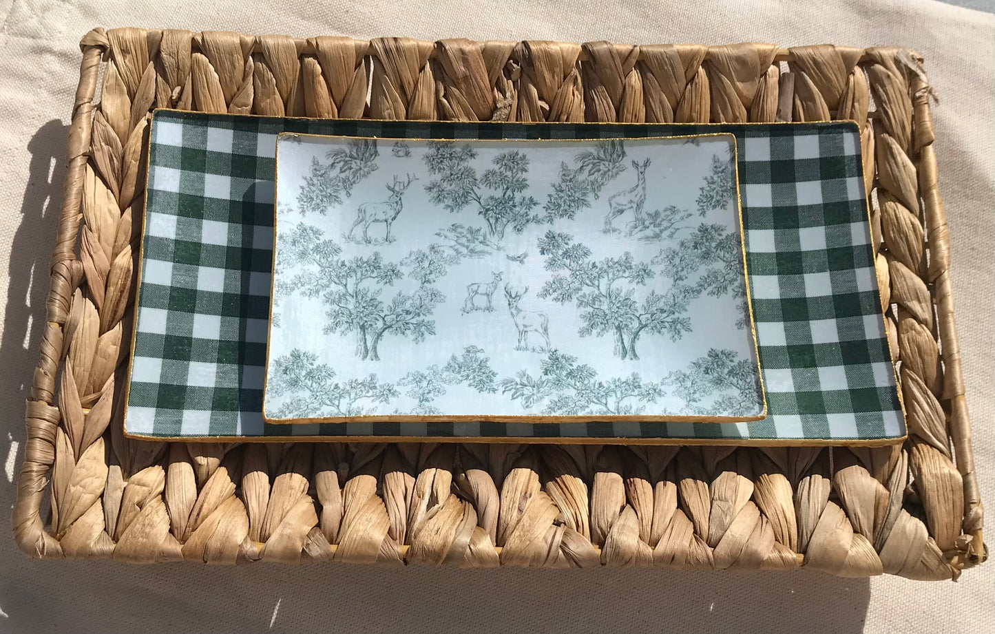Juego de bandejas Toile de Jouy y Vichy