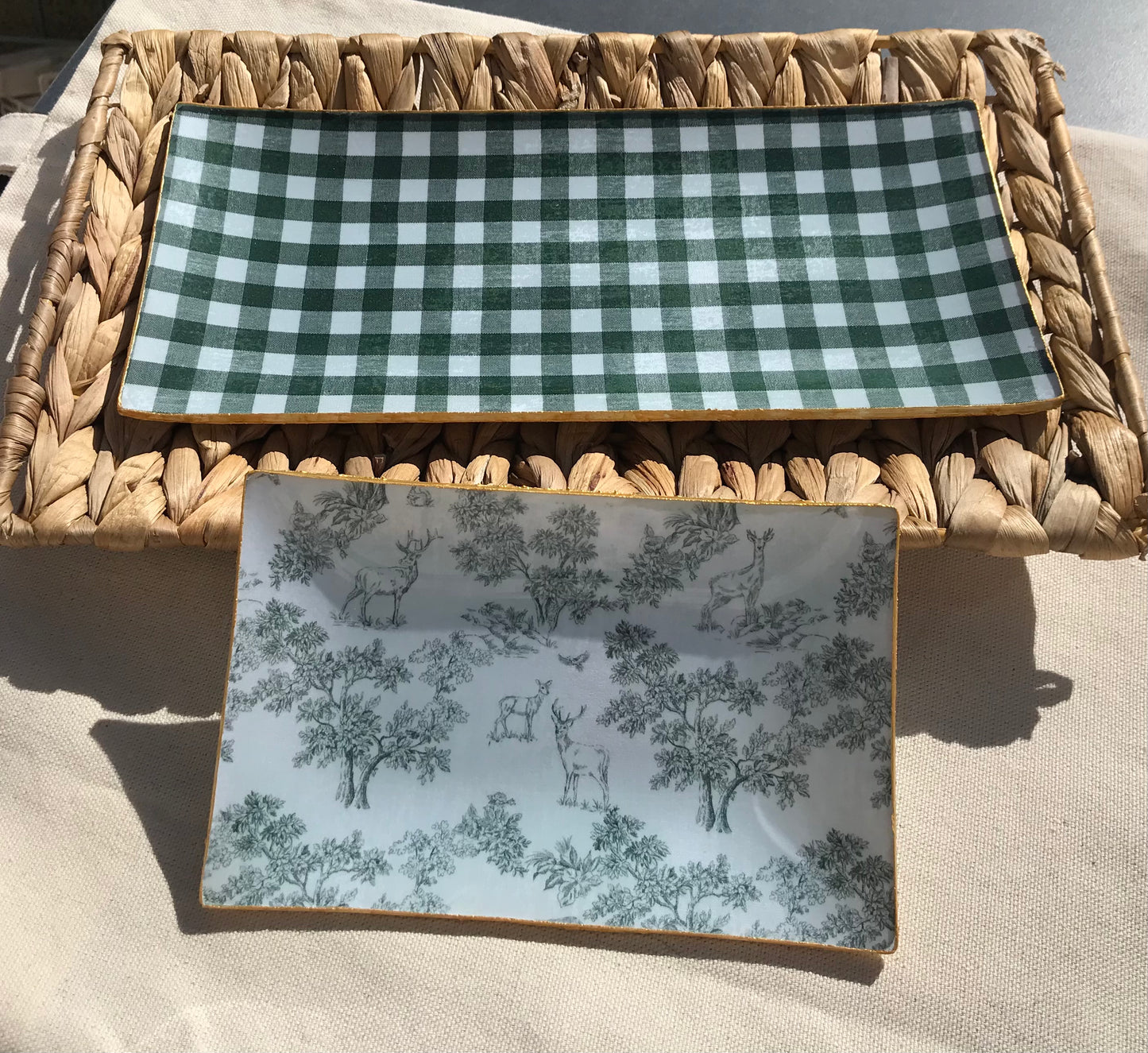 Juego de bandejas Toile de Jouy y Vichy