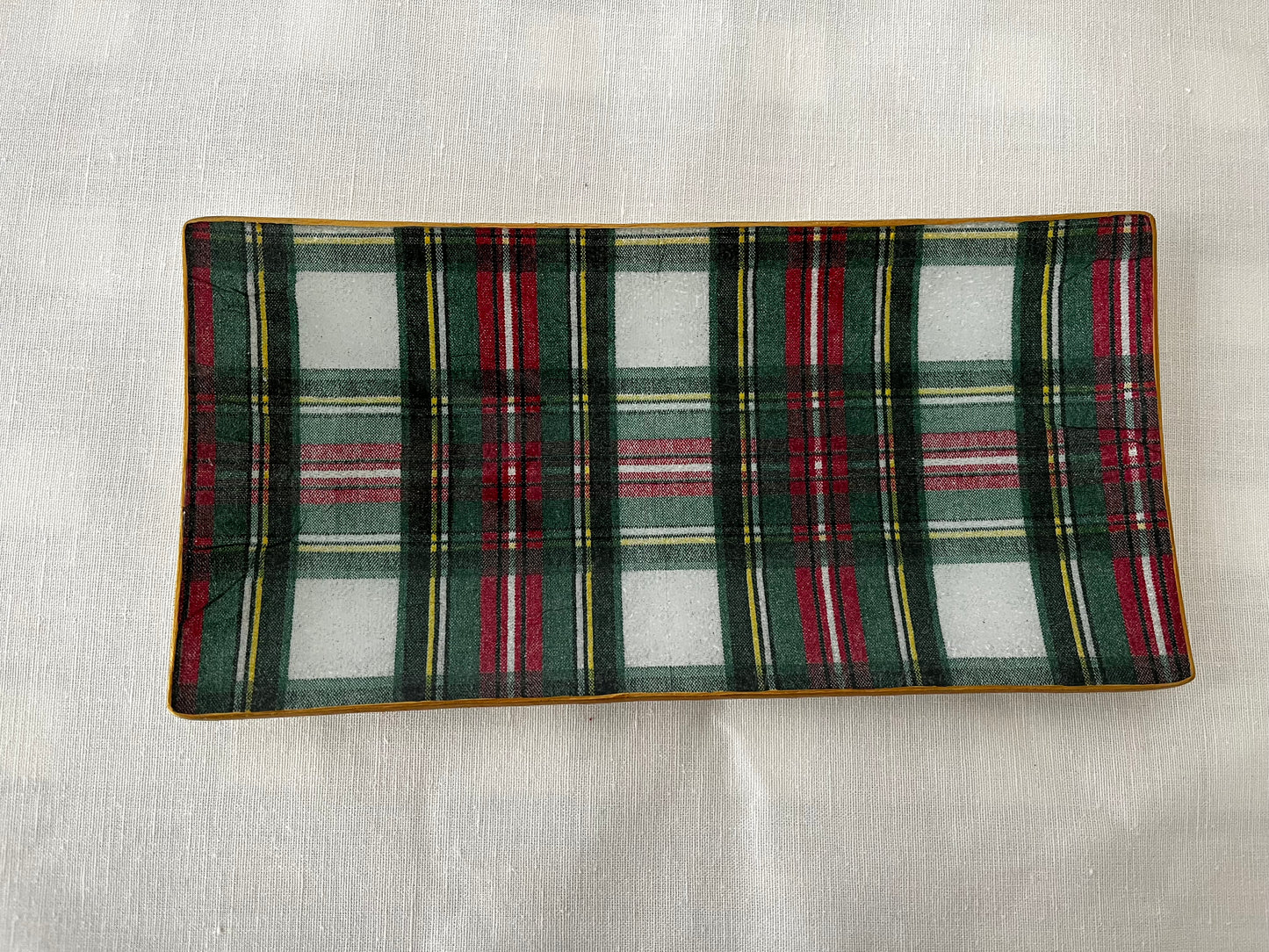 Bandeja rectangular Tartán verde