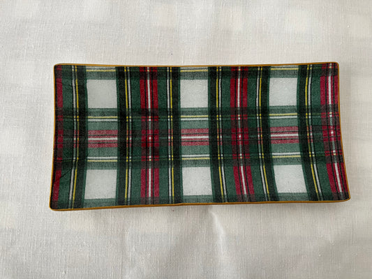 Bandeja rectangular Tartán verde