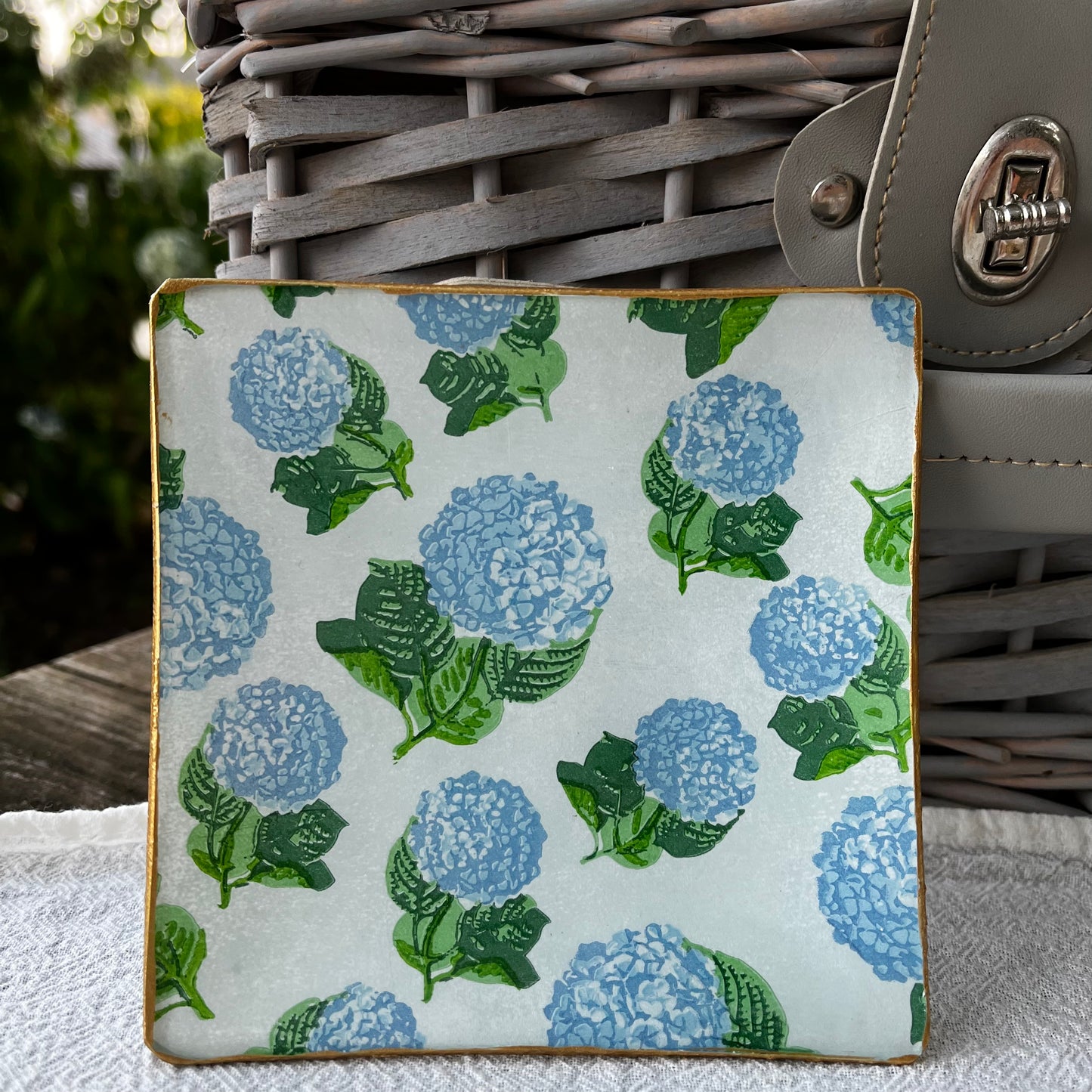 Plato o bandeja hortensia pequeña azul