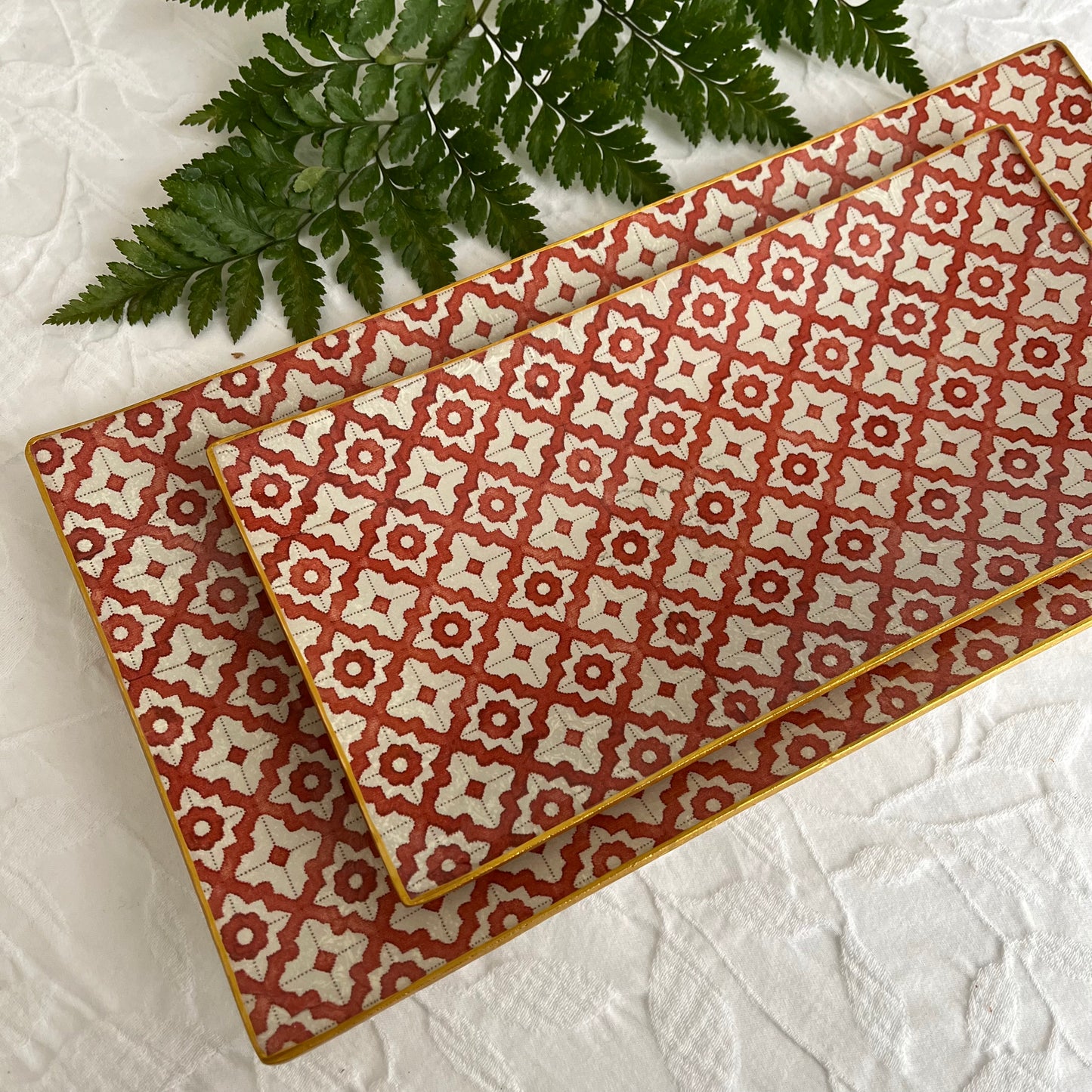 Bandeja rectangular mosaico rojo
