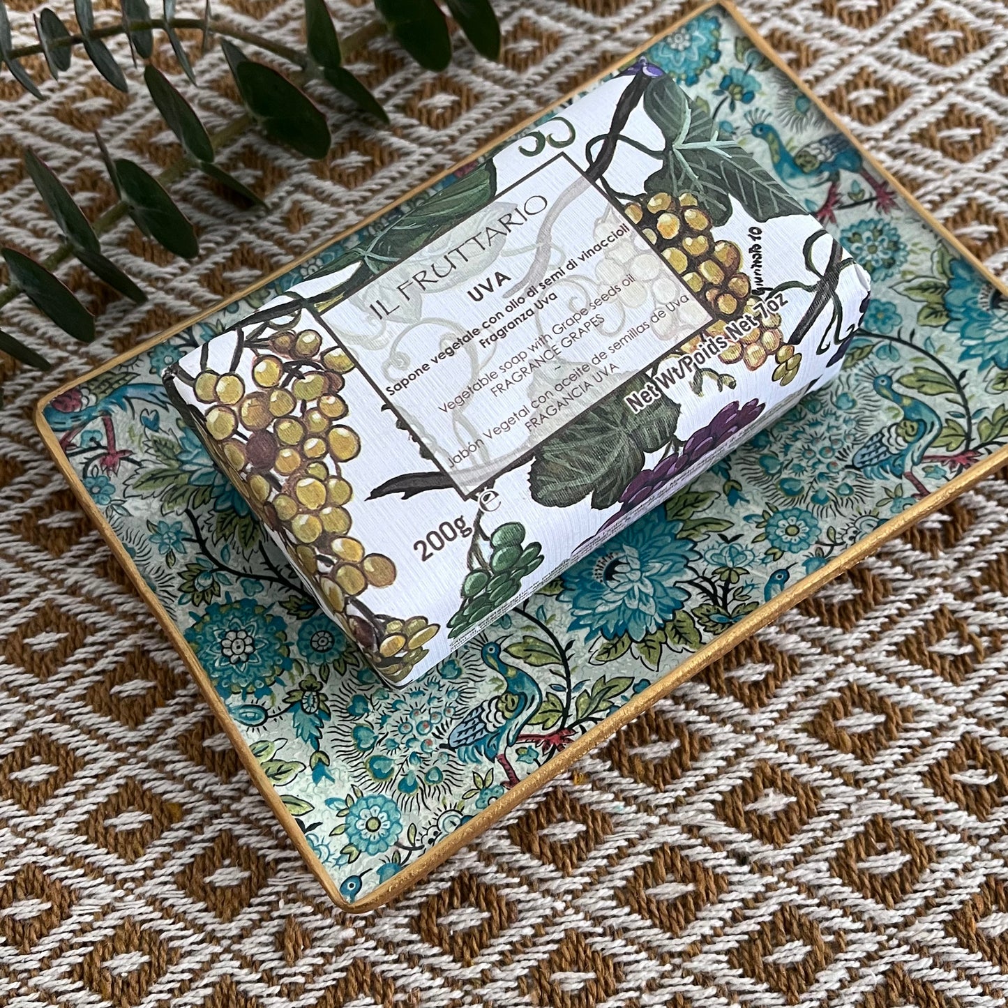 Bandeja rectangular pavo real blue