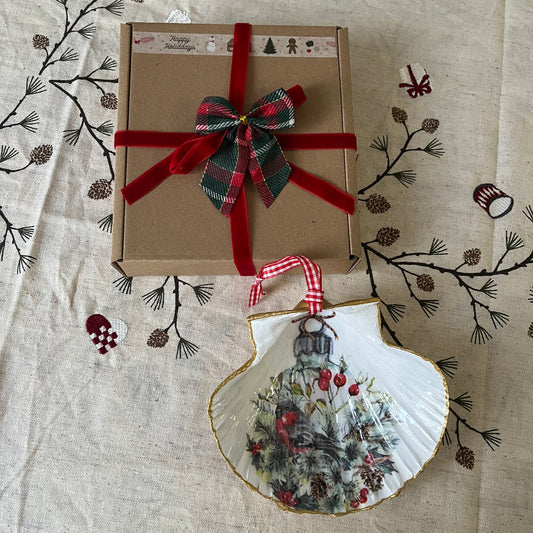 Concha de vieira Bola de Navidad pájaro