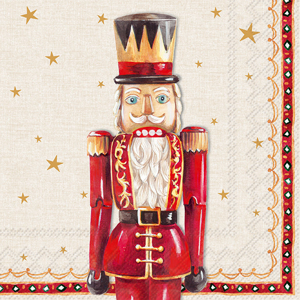 Servilletas lunch Nutcracker figure cream red