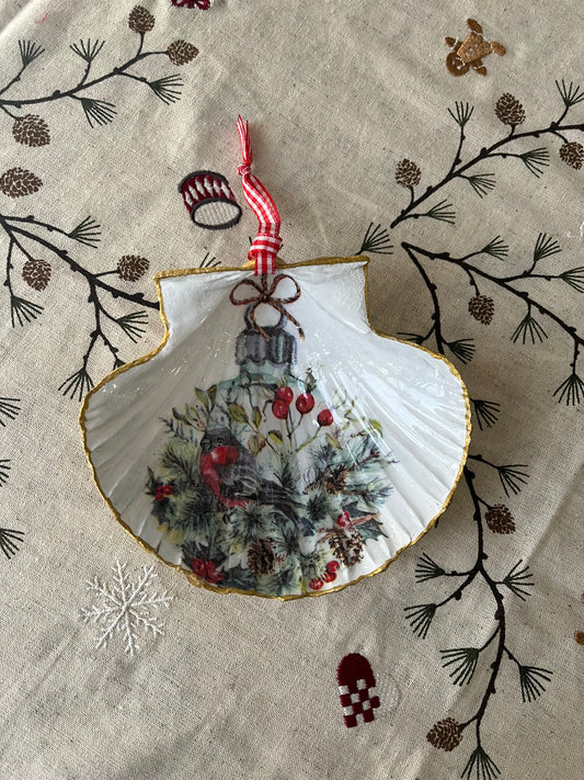 Concha de vieira Bola de Navidad pájaro