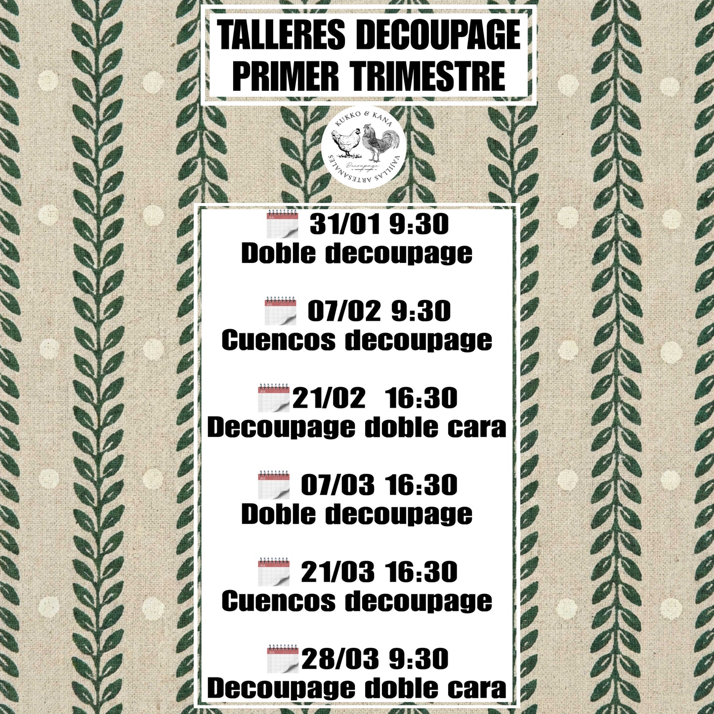 TALLERES DECOUPAGE PRIMER TRIMESTRE