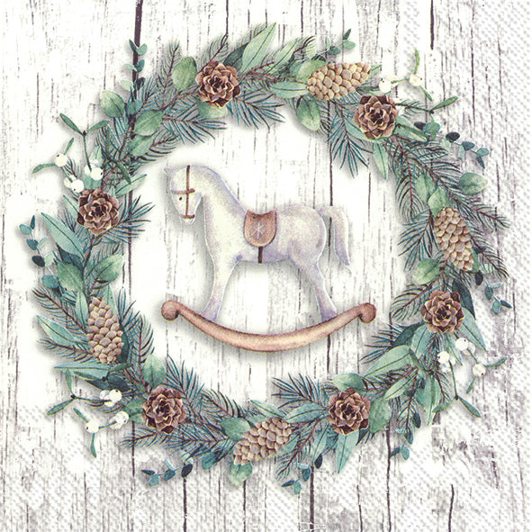 Servilletas lunch White Xmas Wreath grey