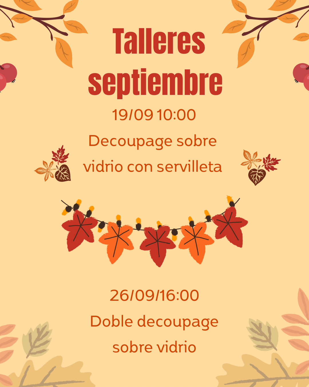 Talleres Decoupage mes de septiembre