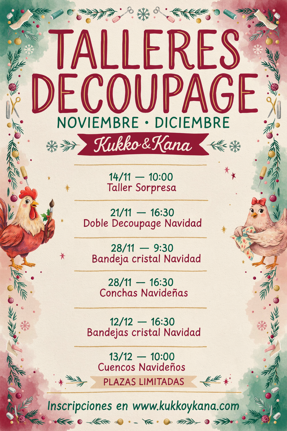 TALLERES DECOUPAGE NOVIEMBRE-DICIEMBRE