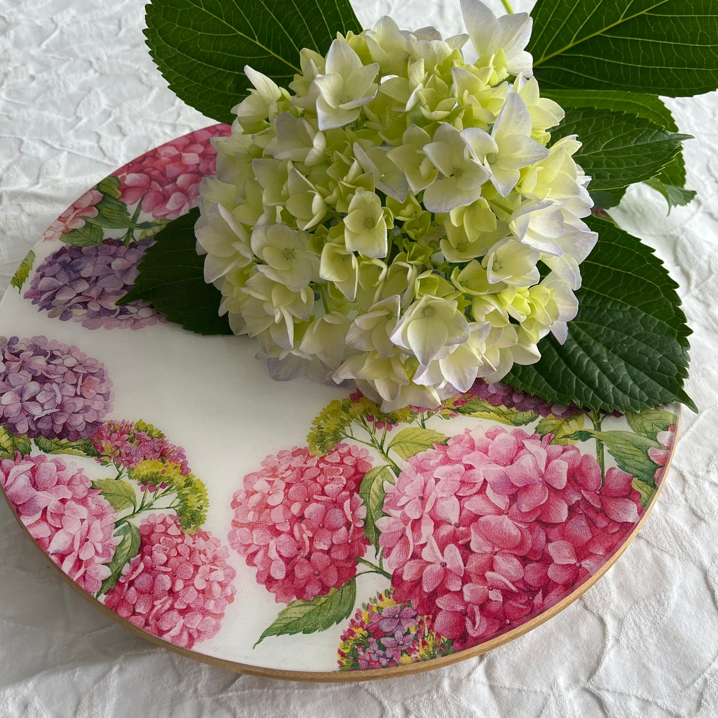 Tabla giratoria Hortensia blanca